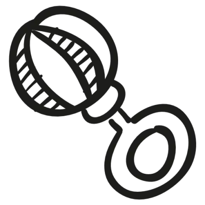 Baby Rattle in Black and White Illustration Style