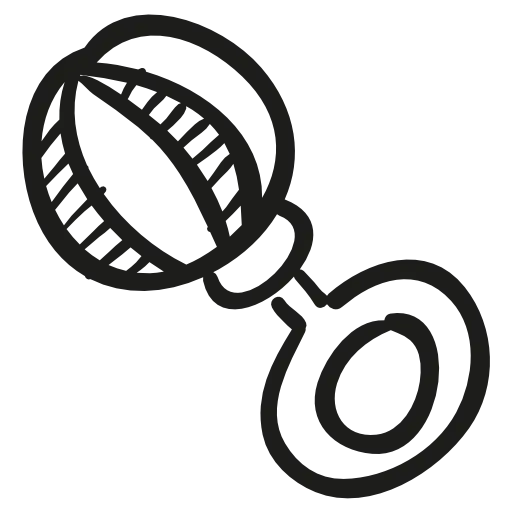 Baby Rattle in Black and White Illustration Style