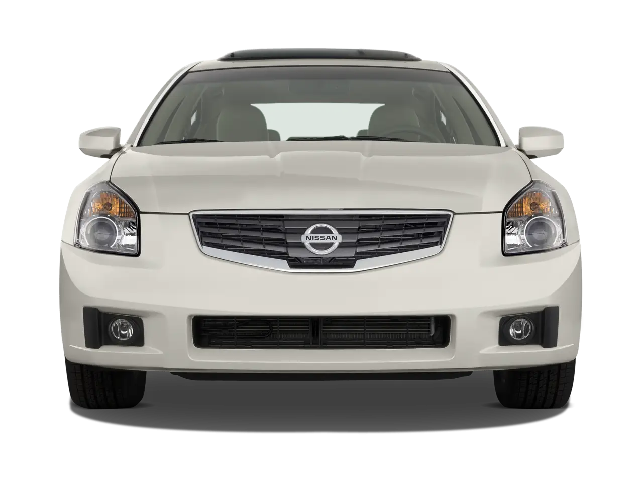Front View of a White Sedan Car