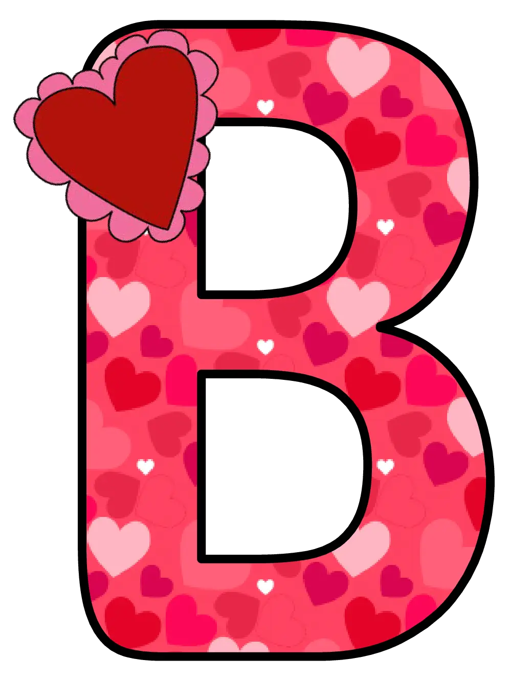 Valentine's Day Letter B with Hearts