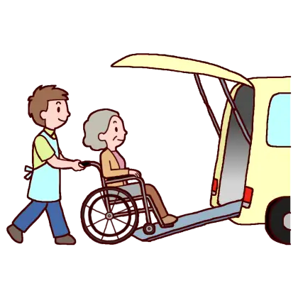 Caregiver Helping Elderly Person into Accessible Vehicle