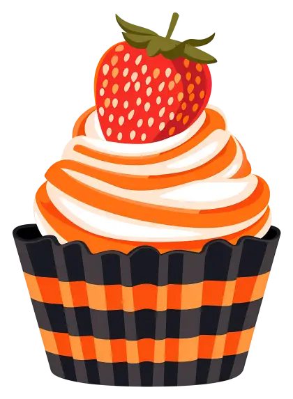 Strawberry Topped Orange and White Cupcake