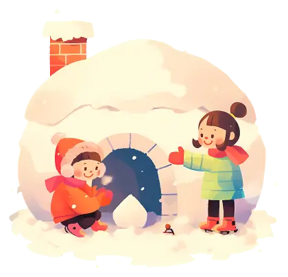 Kids Playing by Igloo