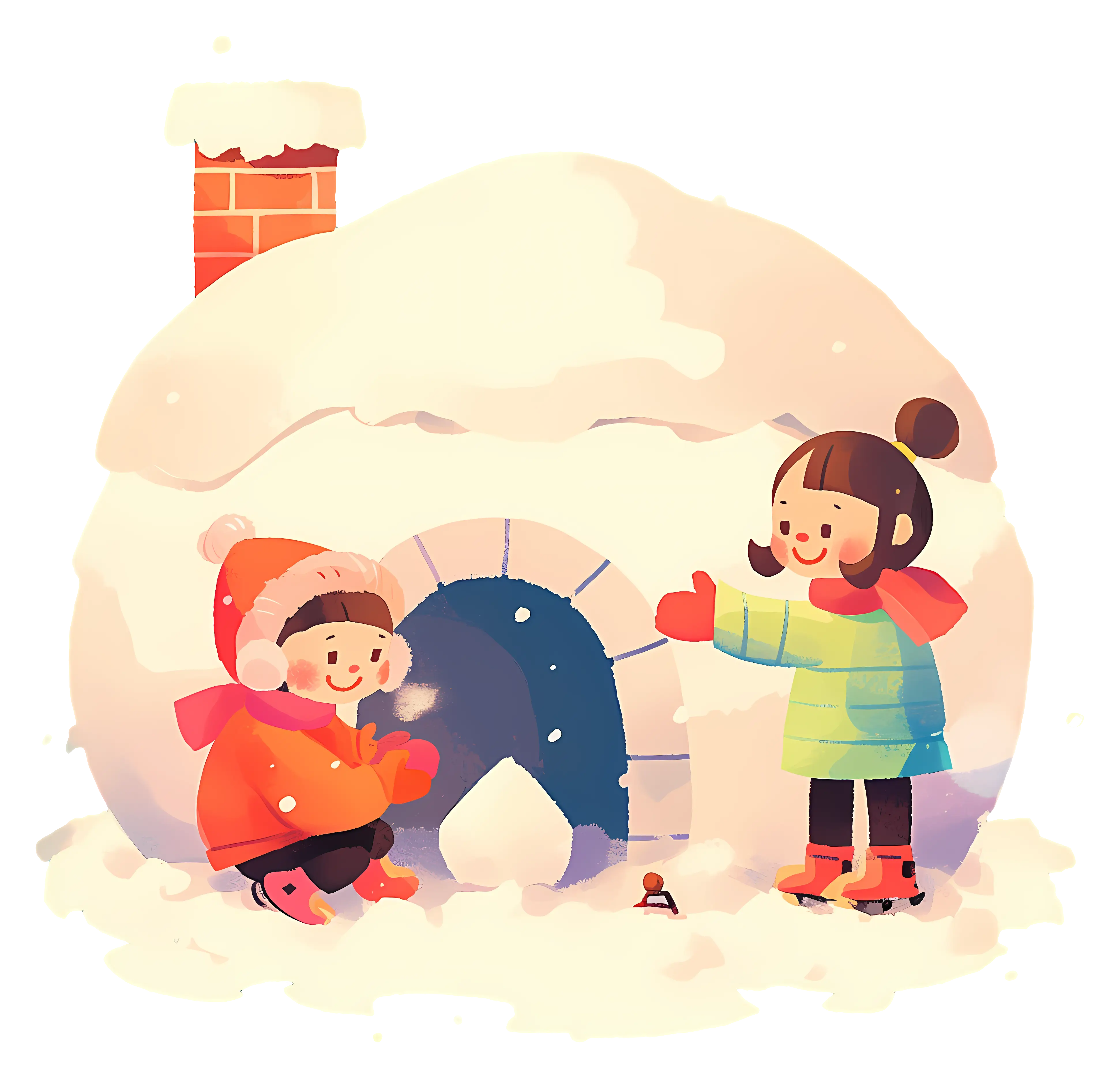 Kids Playing by Igloo