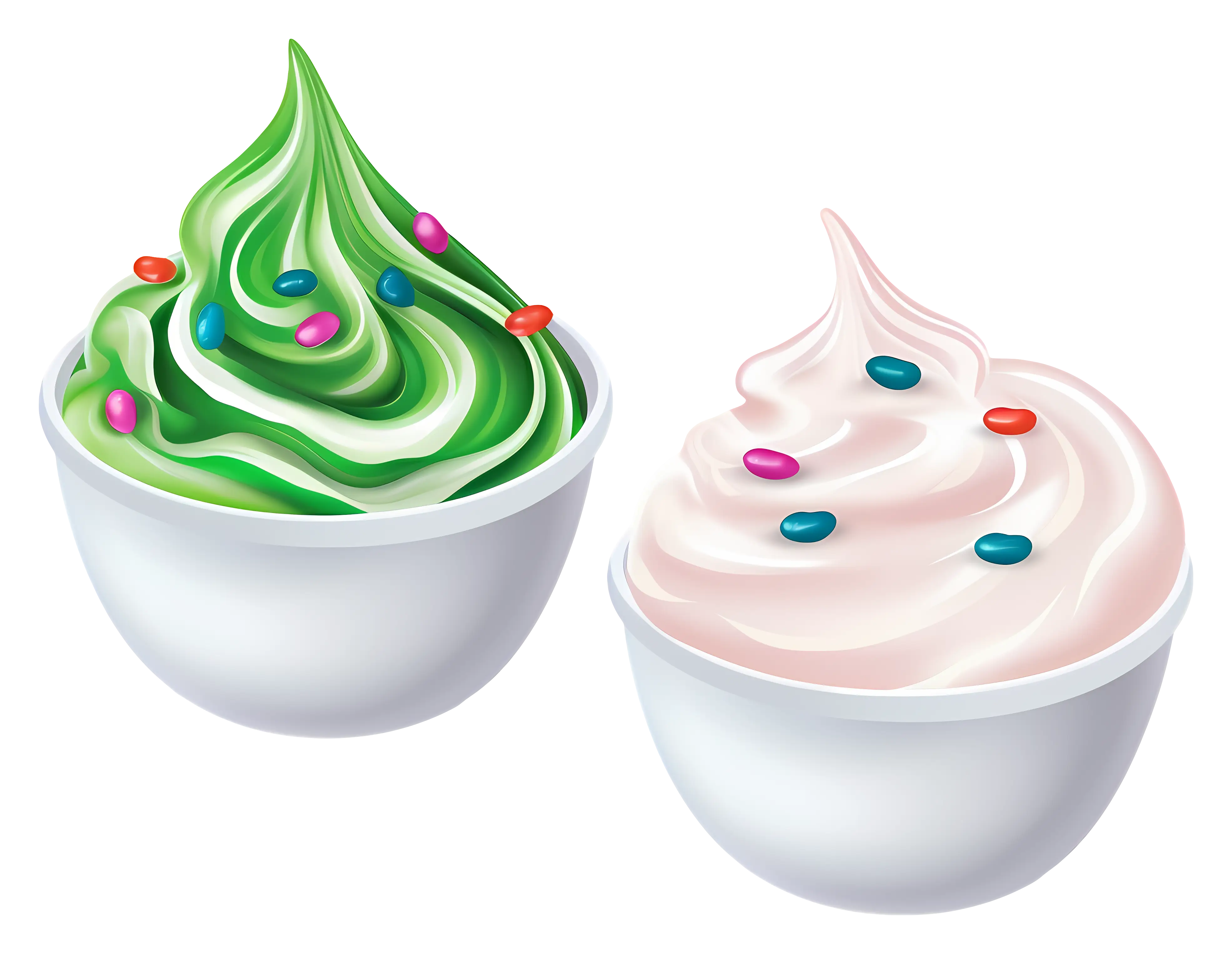 Green and White Swirled Ice Cream in Bowls