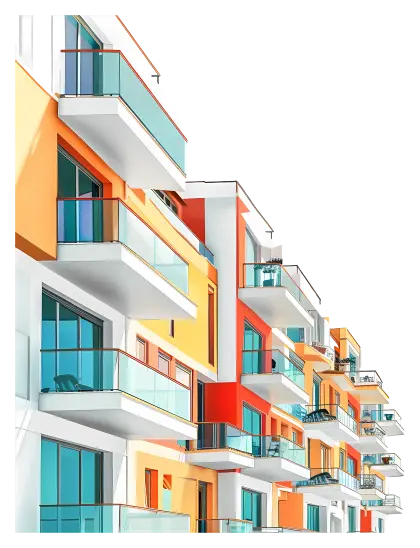 Colorful Modern Buildings with Balconies