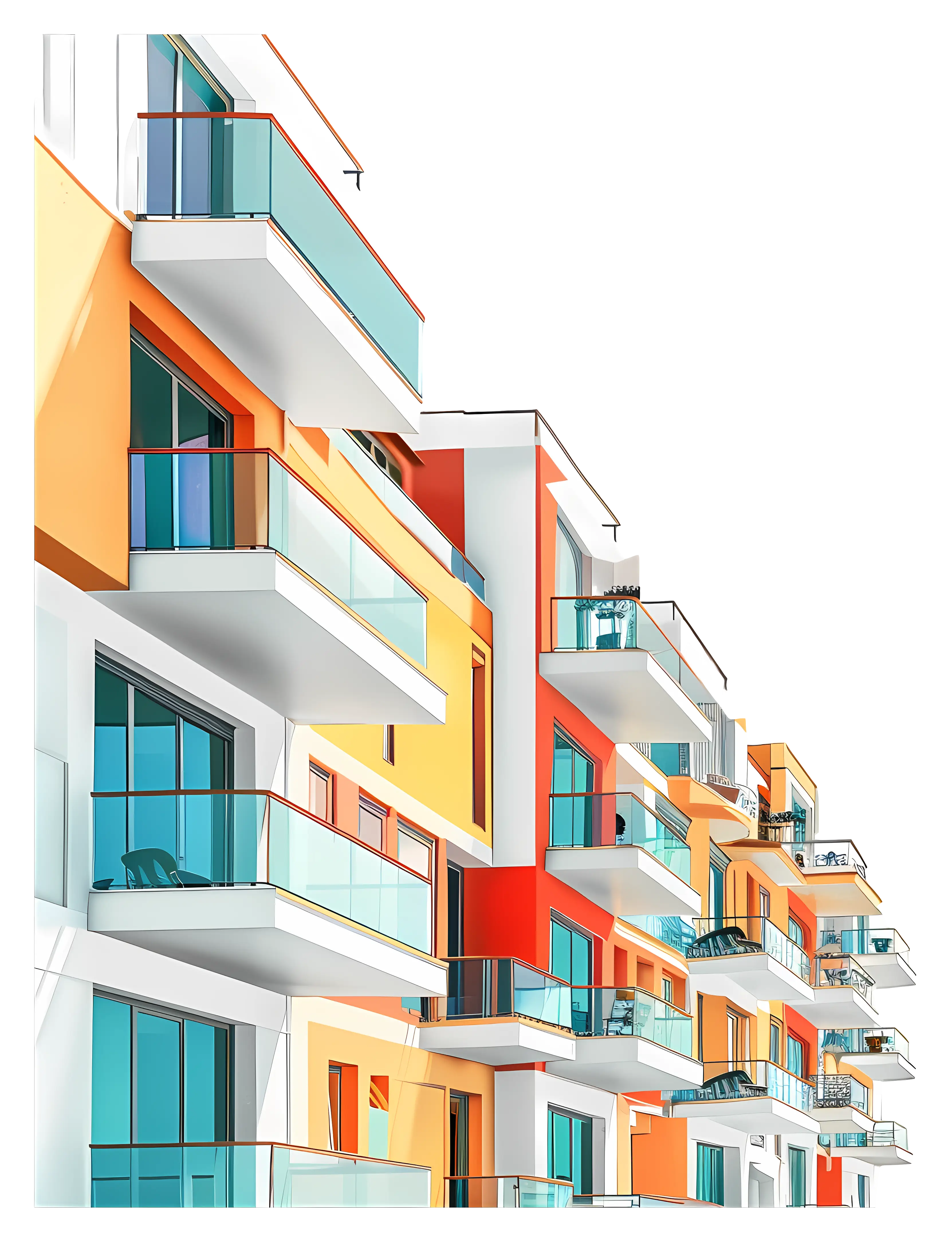 Colorful Modern Buildings with Balconies