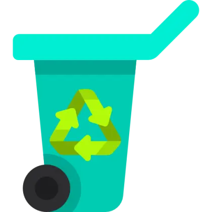 Teal Recycling Bin with Eco-Friendly Symbol
