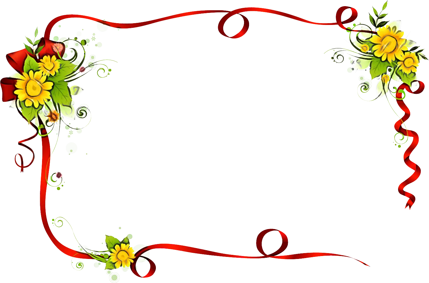 Yellow Flower and Red Ribbon Decorative Frame