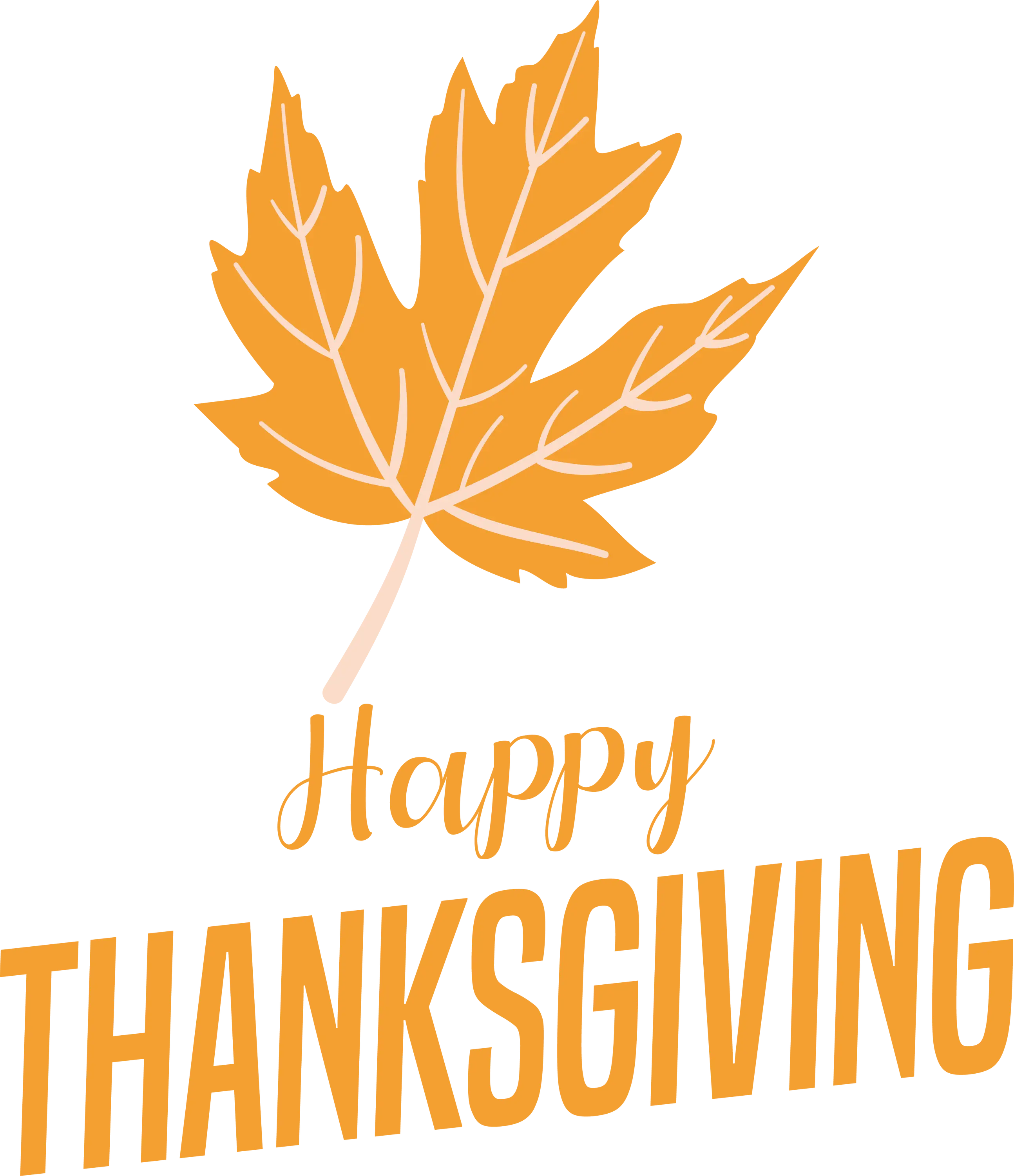 Thanksgiving Greeting with Orange Leaf Design