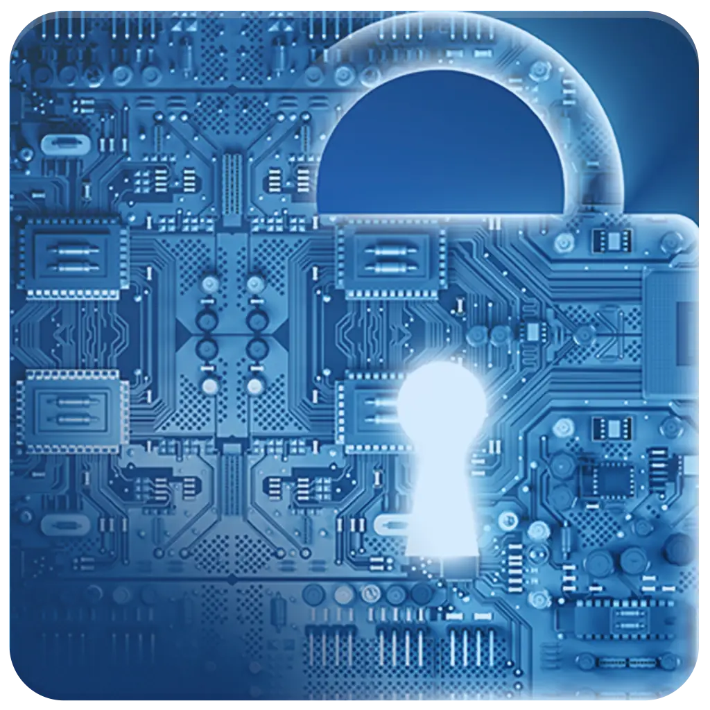 High-Tech Padlock on Circuit Board