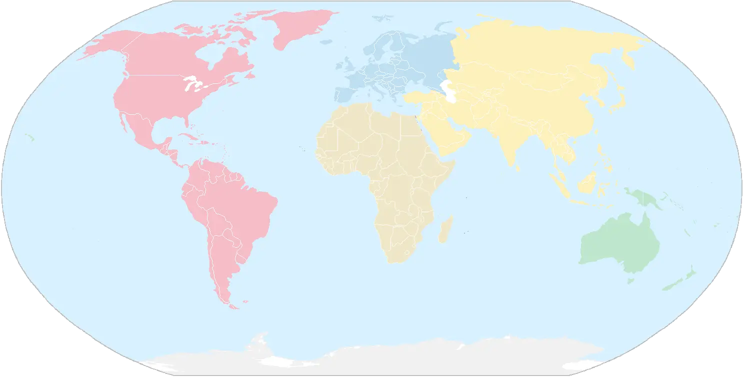 World Map with Colored Regions