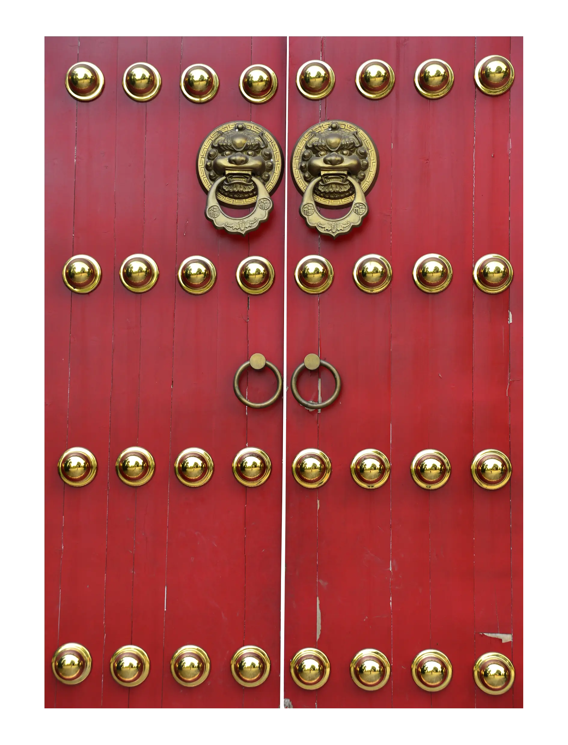 Traditional Red Door with Golden Studs