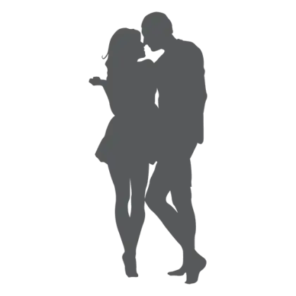 Silhouette of a Romantic Couple Kissing