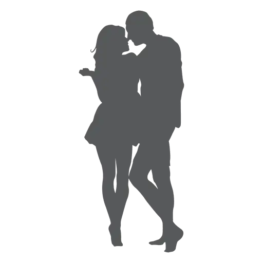 Silhouette of a Romantic Couple Kissing