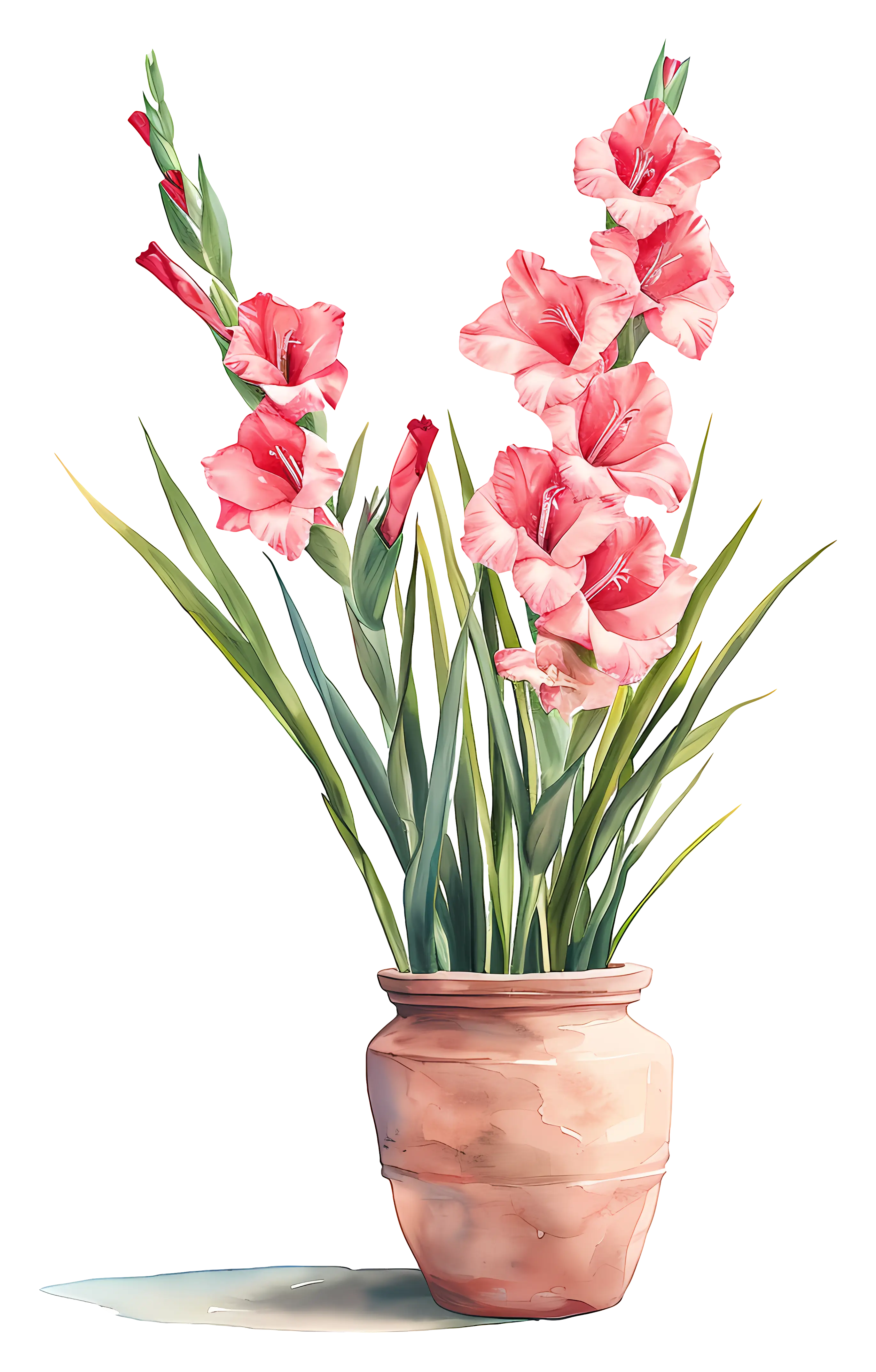 Potted Gladiolus Flower Illustration