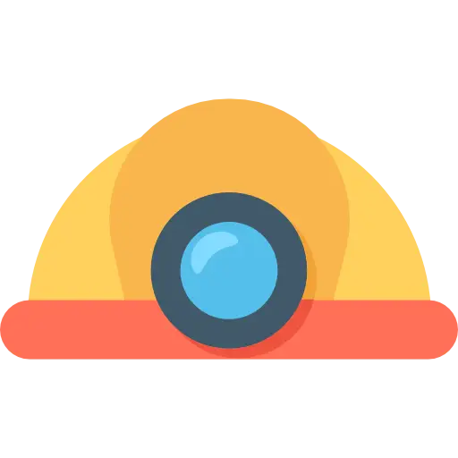 Yellow Mining Helmet with Headlamp