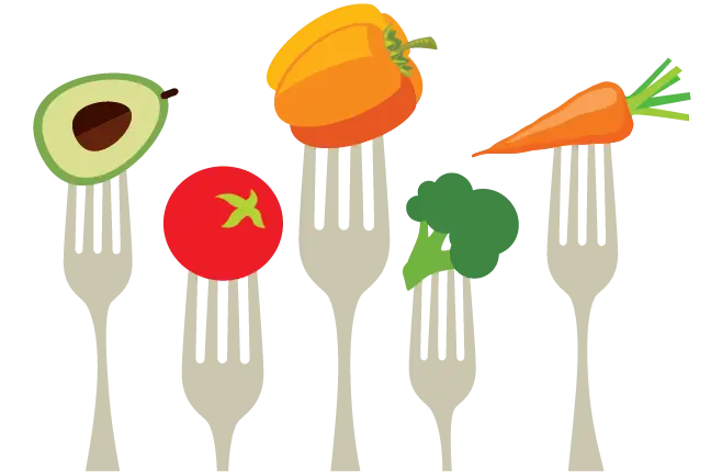 Healthy Vegetables on Forks