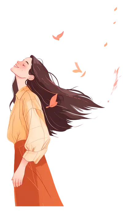 Woman with Flowing Hair Illustration