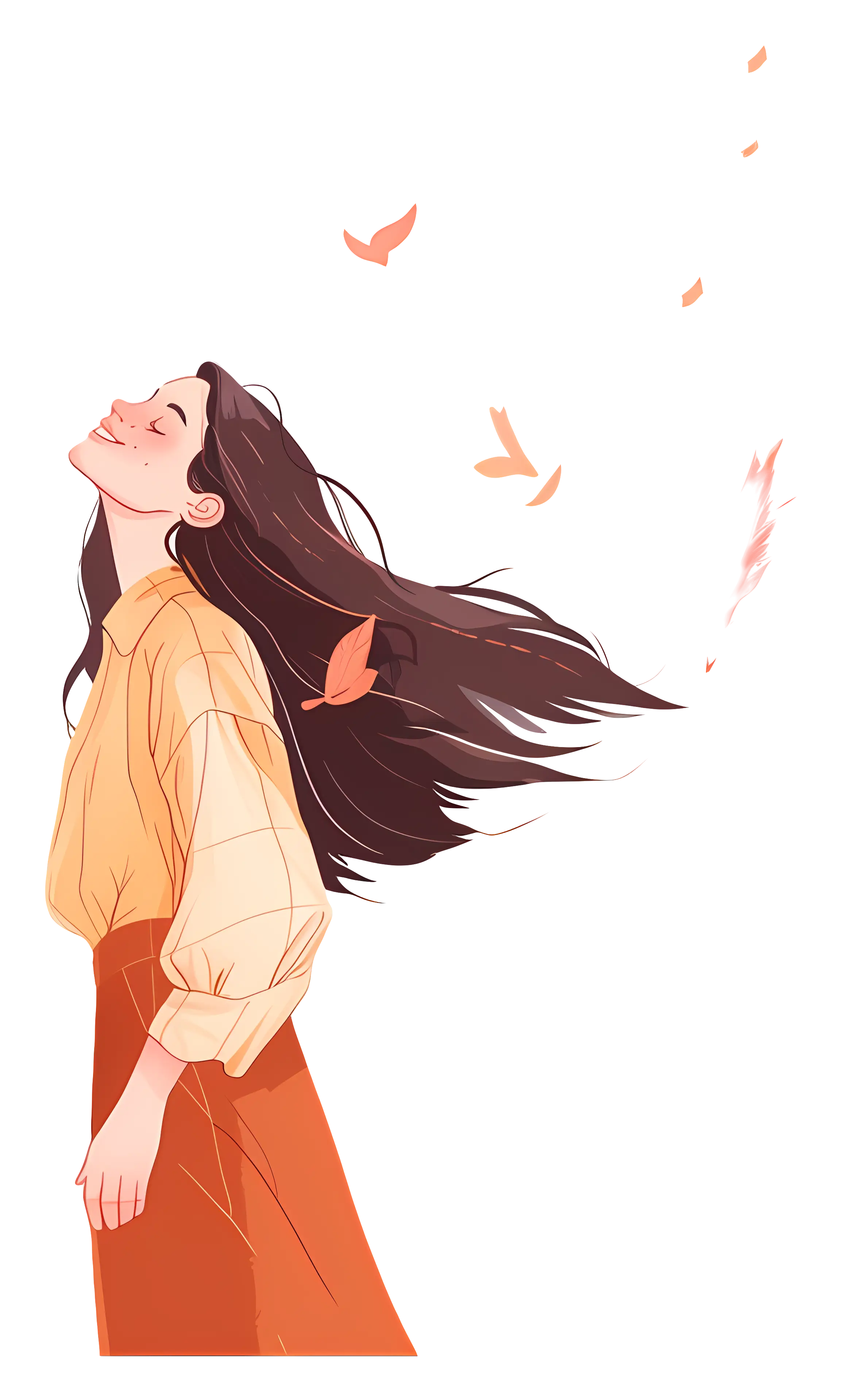 Woman with Flowing Hair Illustration
