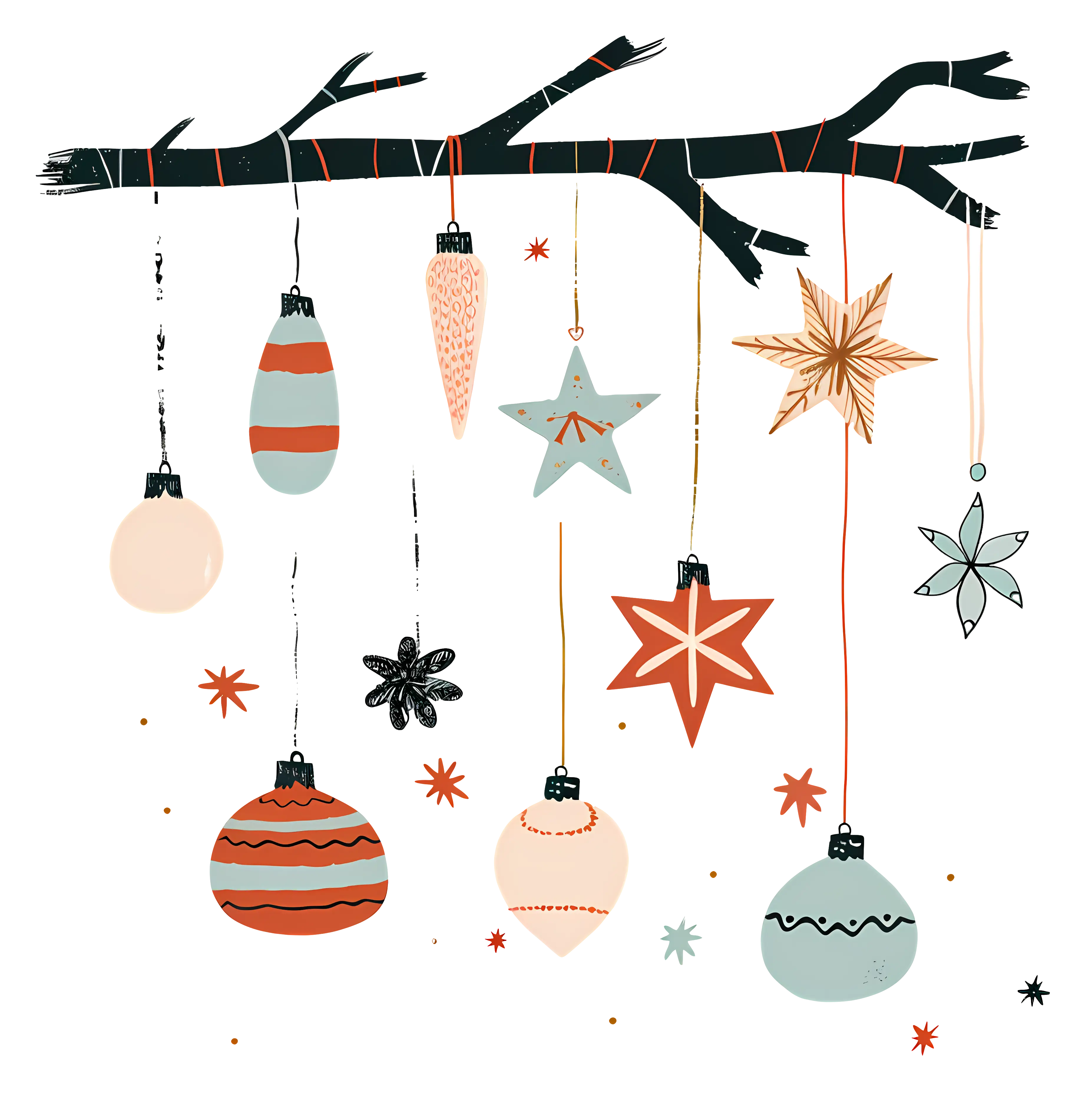 Beautiful Christmas Decor Hanging on Branch
