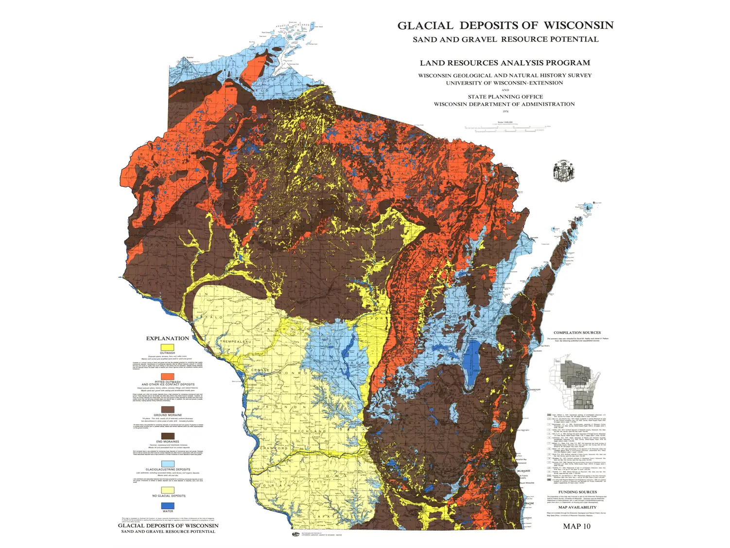 Glacial Deposits of Wisconsin Map