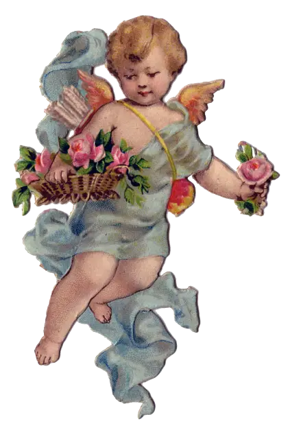 Cherub Holding Roses in Vintage Style