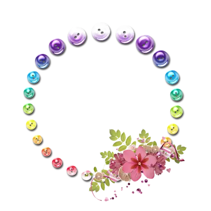 Colorful Buttons Circle with Floral Decoration