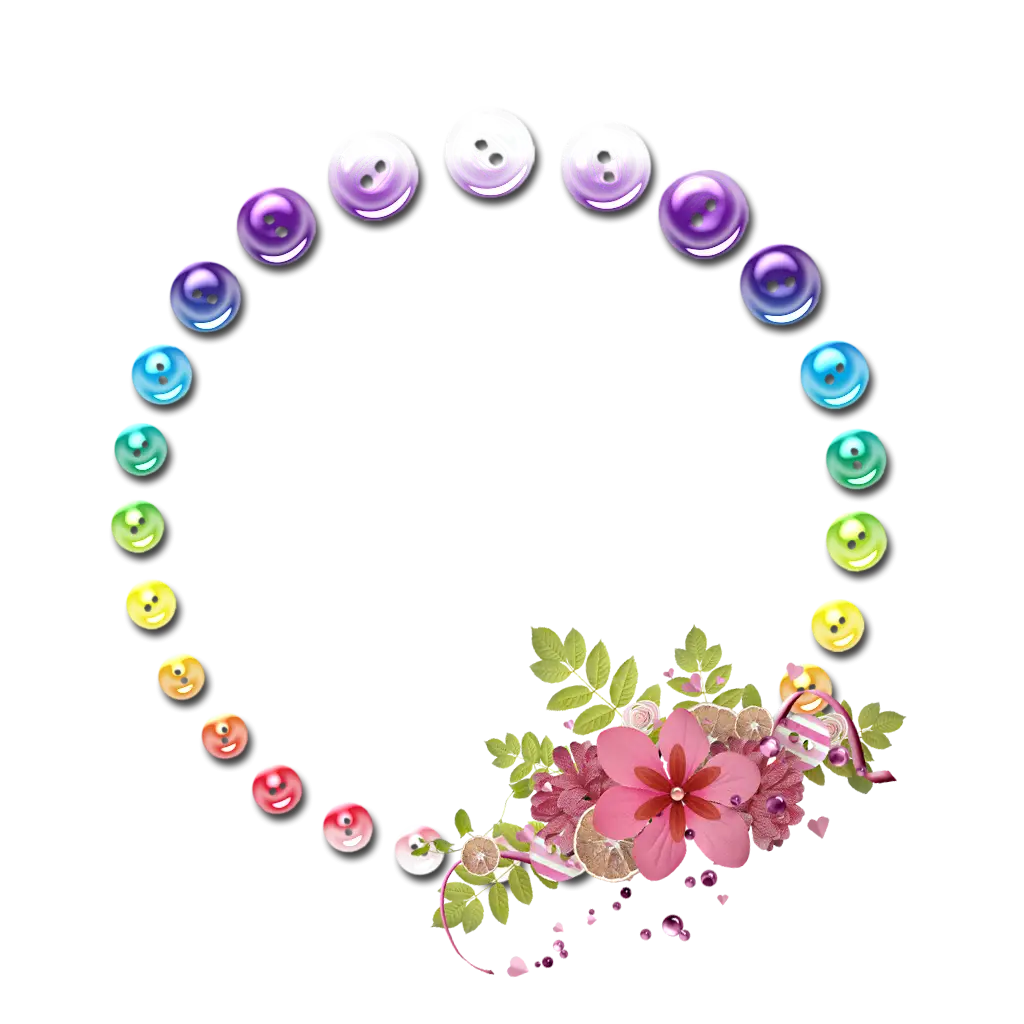 Colorful Buttons Circle with Floral Decoration