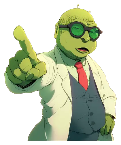 Green Scientist Cartoon Character