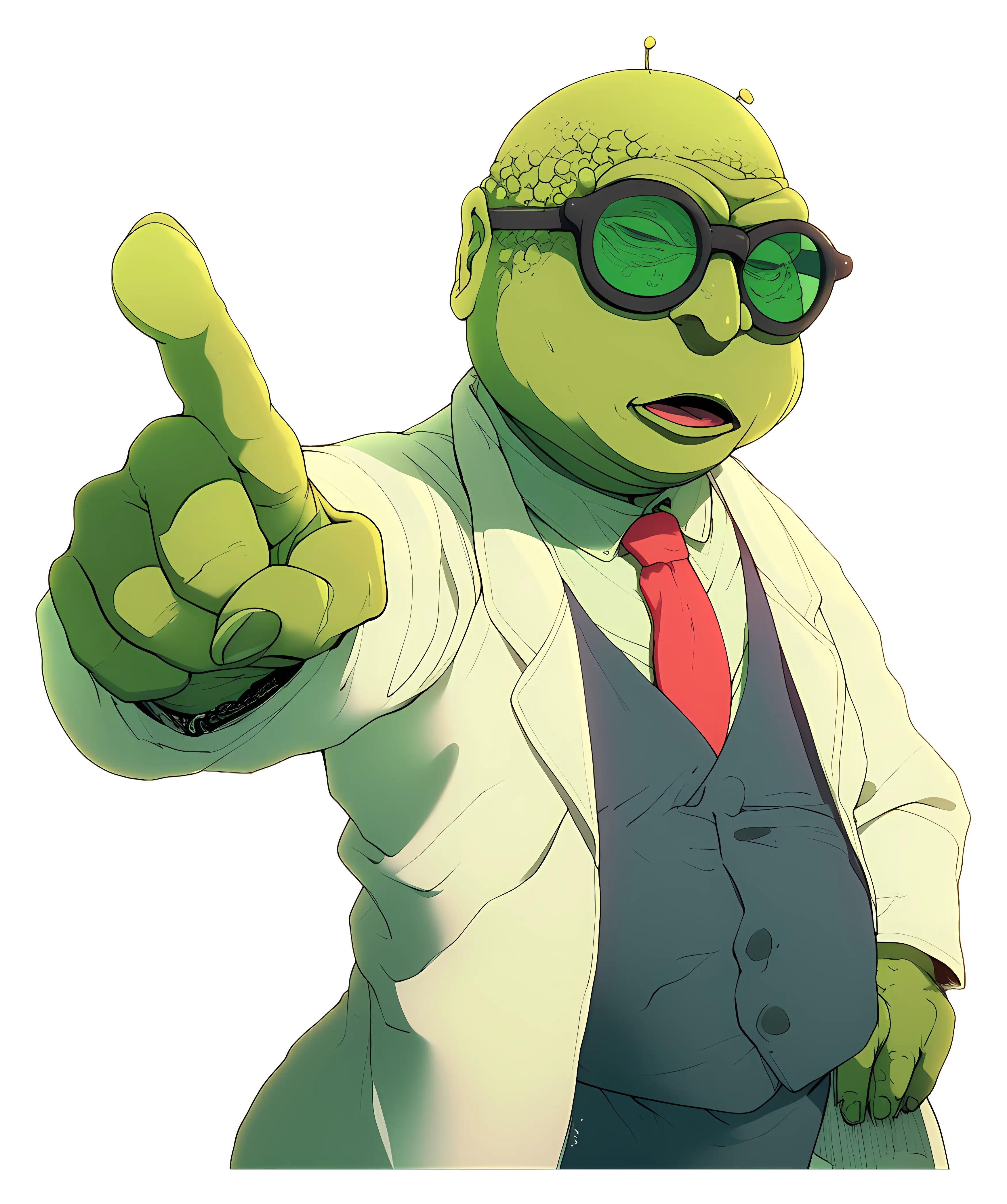 Green Scientist Cartoon Character