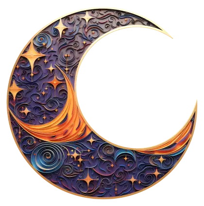 Artistic Crescent Moon with Ornamental Patterns