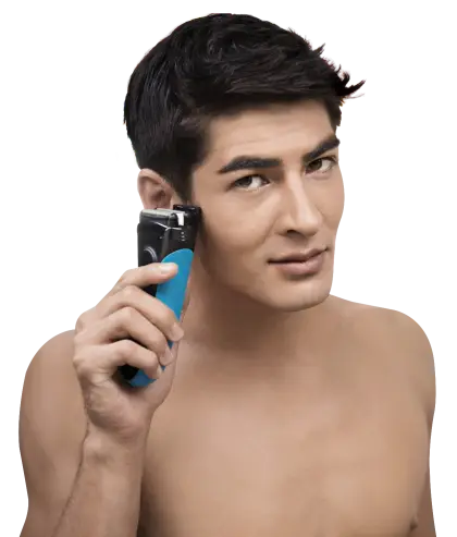 Man Shaving with Electric Razor