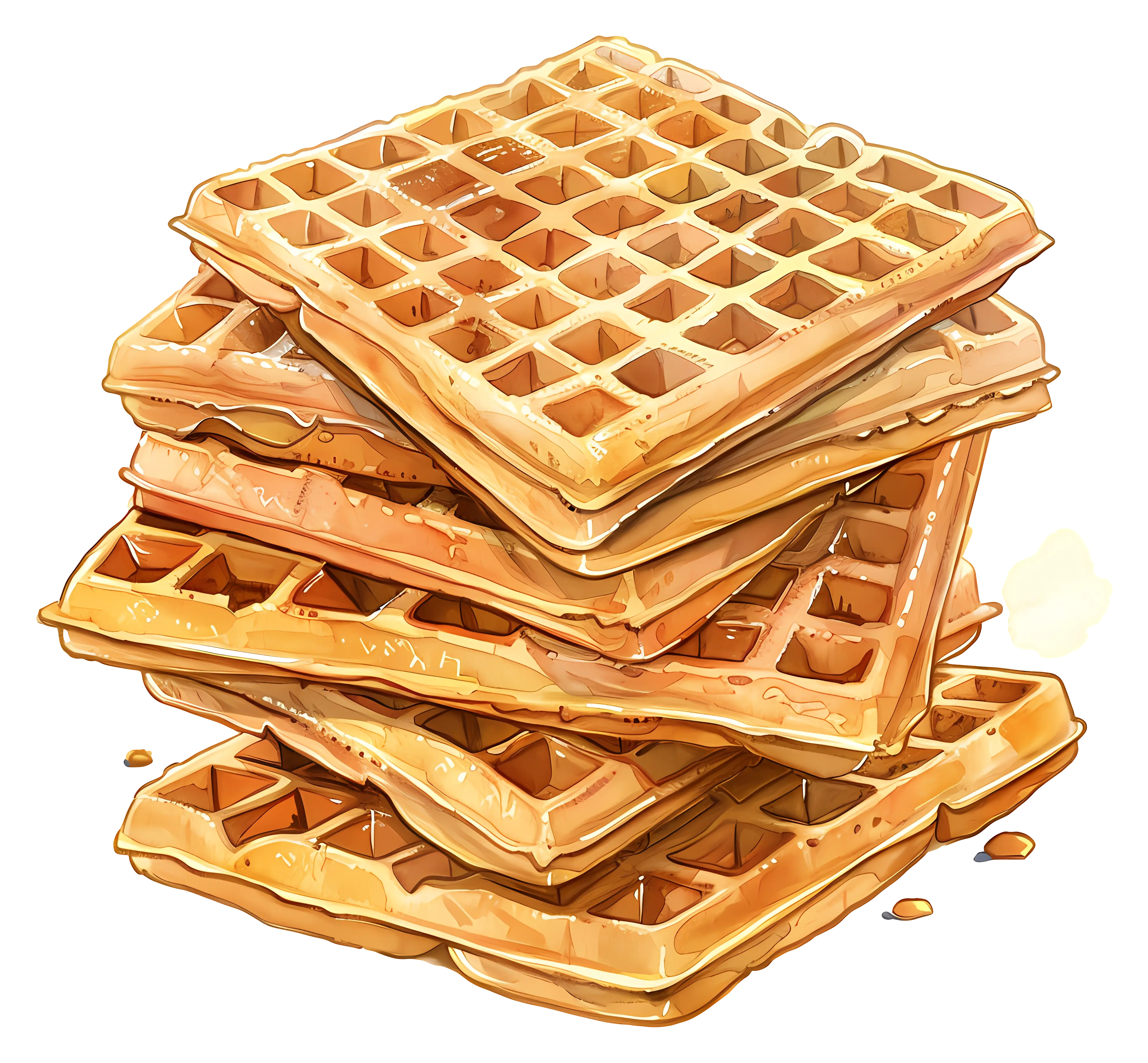 Stacked Waffles with Maple Syrup