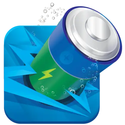 Blue and Green Battery Icon with Bubbles