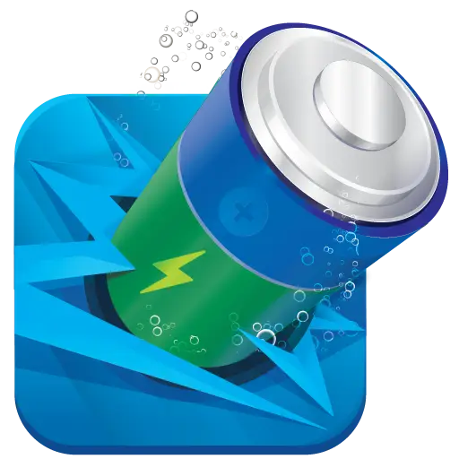 Blue and Green Battery Icon with Bubbles