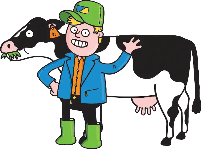 Cartoon Farmer with Cow
