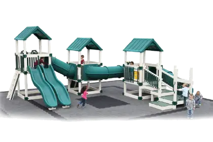 Playground Equipment with Slides and Activity Areas