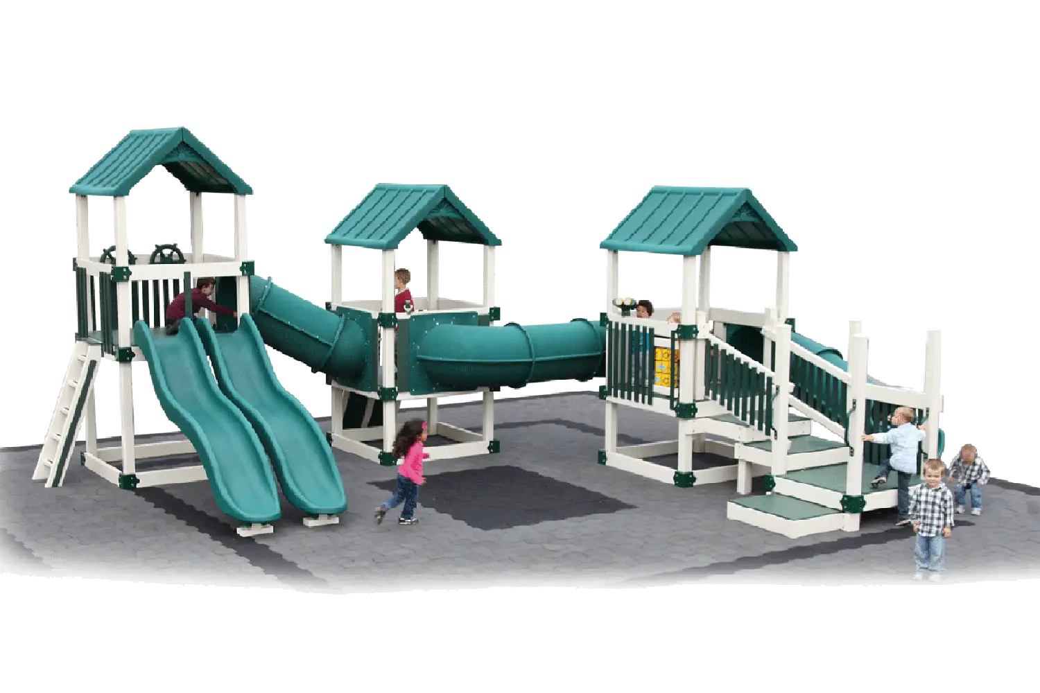 Playground Equipment with Slides and Activity Areas