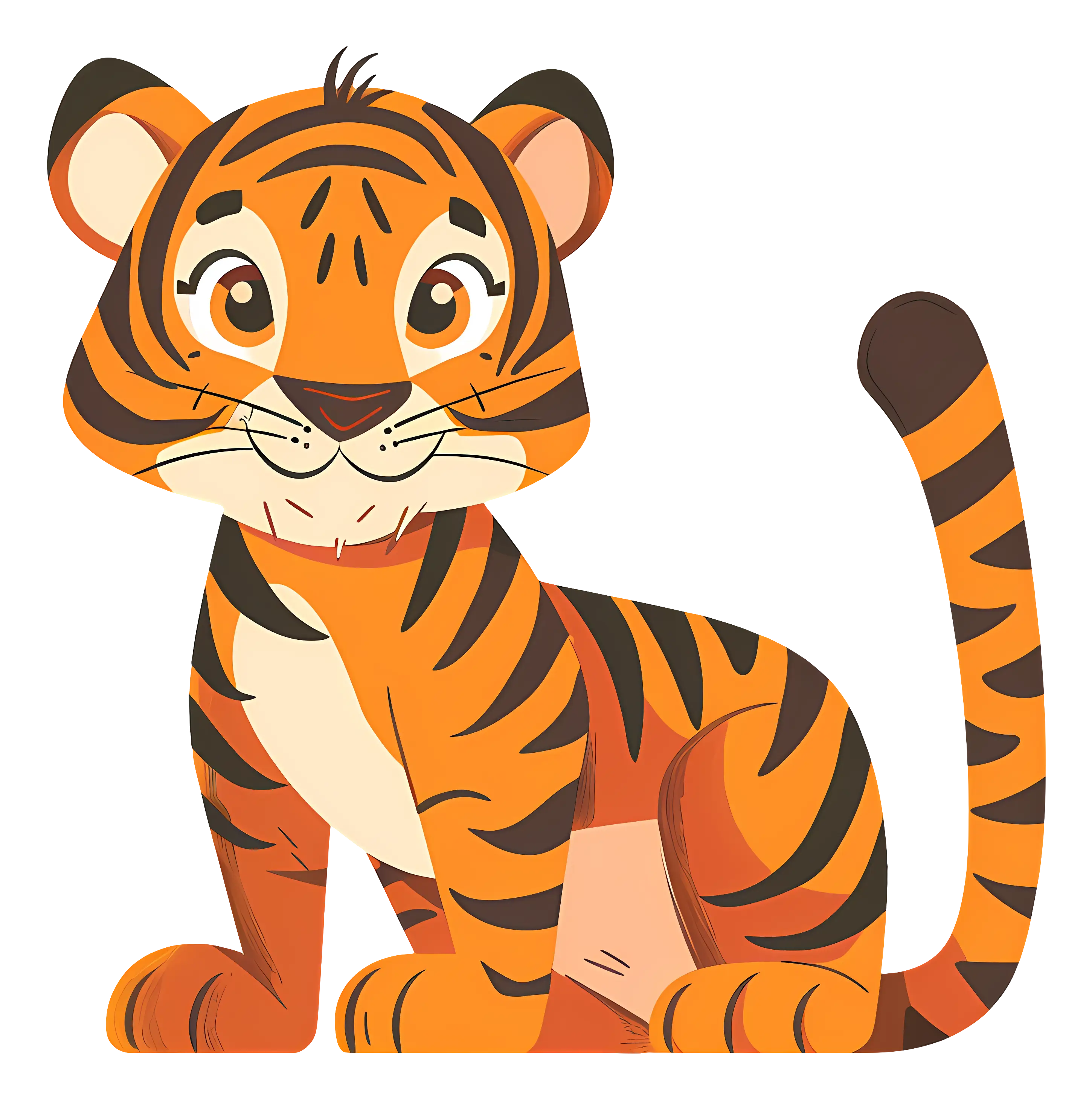 Cute Orange Tiger Cartoon Illustration