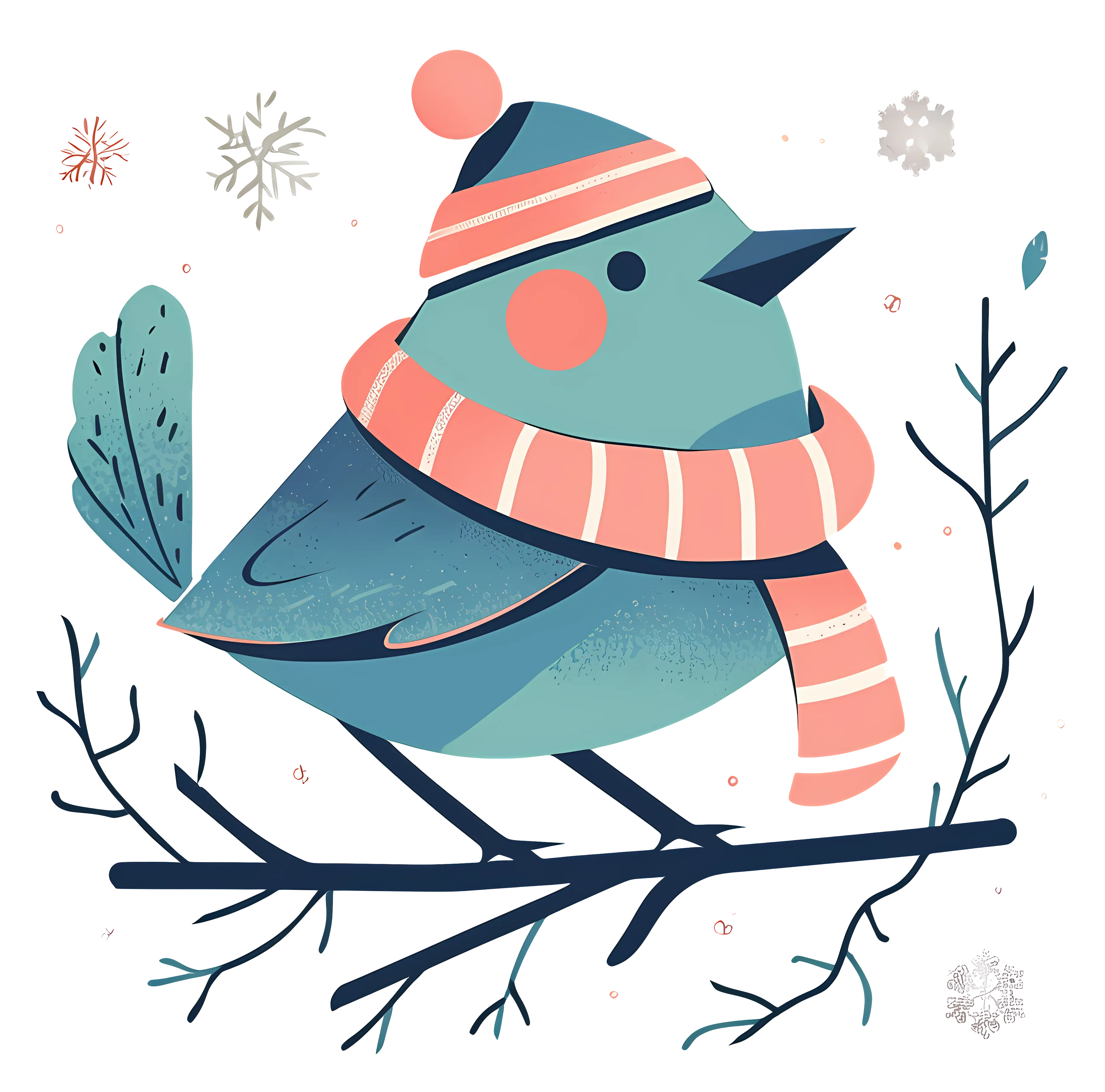 Winter Bird with Scarf