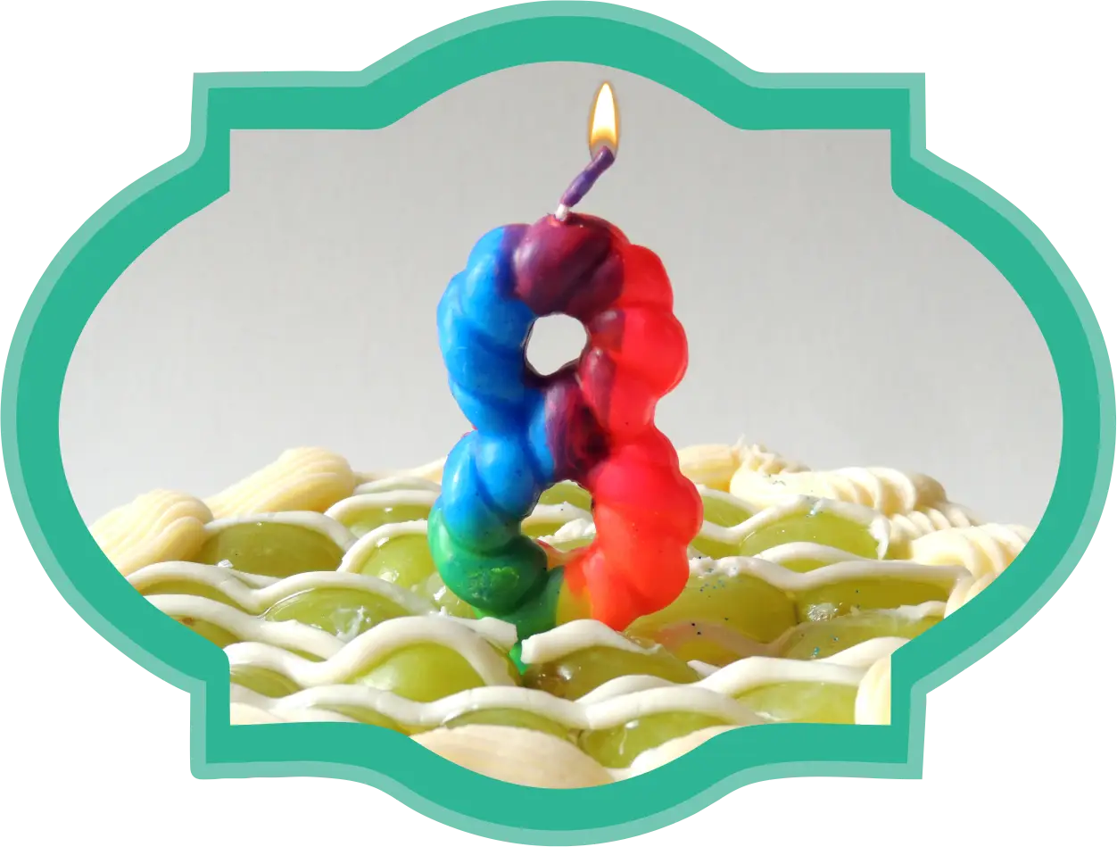 Rainbow Birthday Candle on Cake