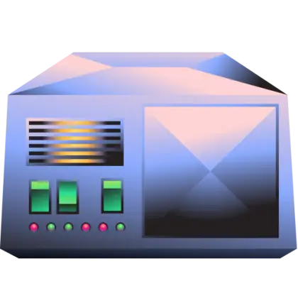 Blue Server with Lights and Buttons
