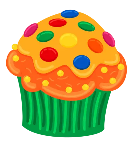 Playful Cupcake Illustration with Colorful Sprinkles
