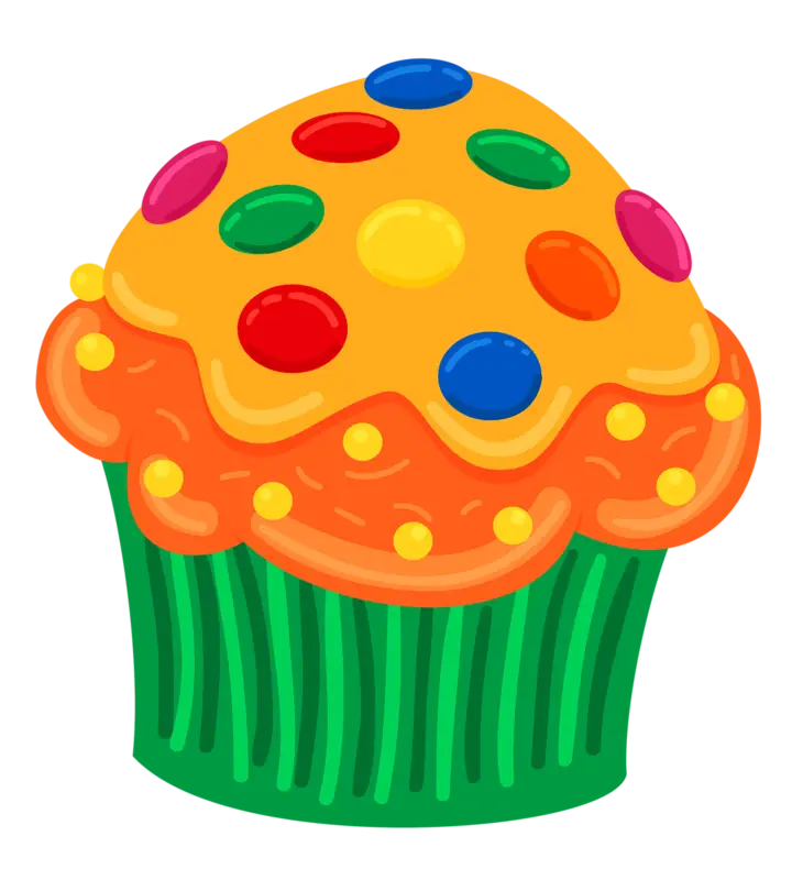 Playful Cupcake Illustration with Colorful Sprinkles