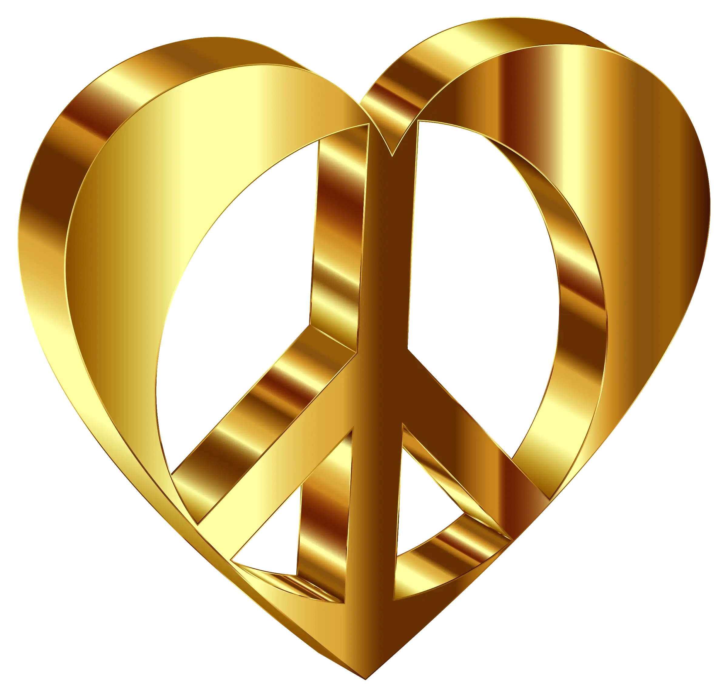 Golden Peace Symbol Heart Design
