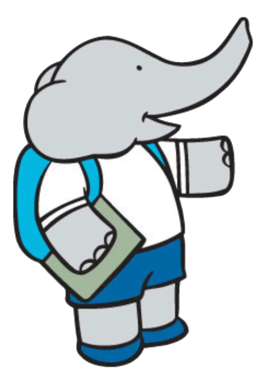 Cartoon Elephant with Backpack