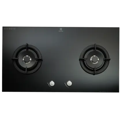 Modern Black Gas Stove with Twin Burners