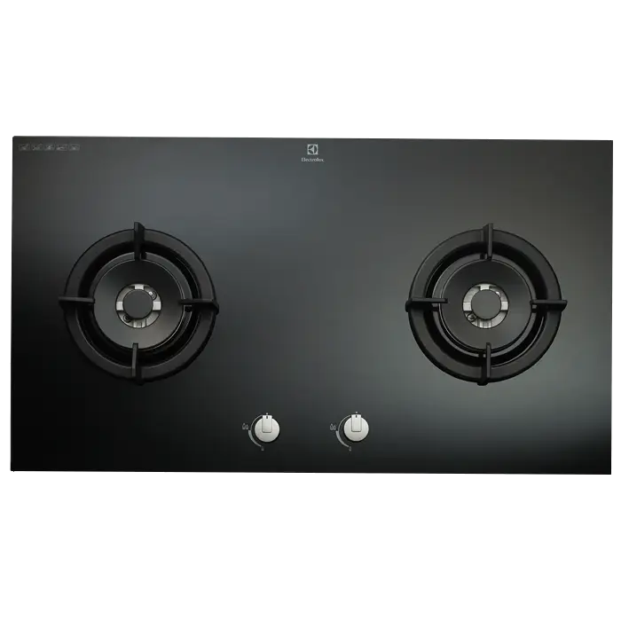 Modern Black Gas Stove with Twin Burners