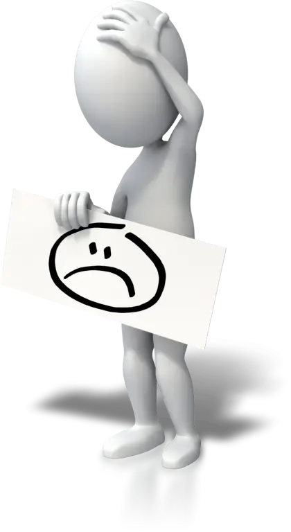 Sad Cartoon Figure Holding Frown Sign